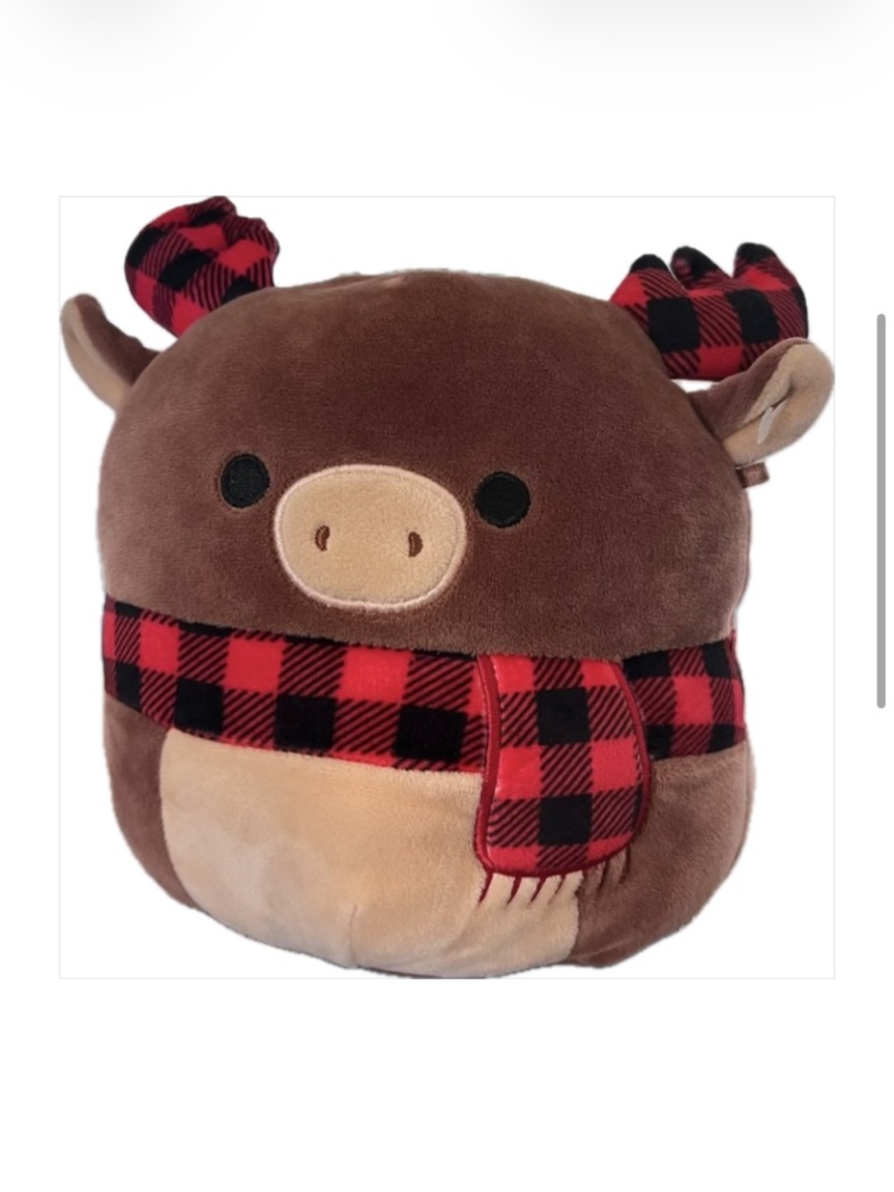 SQUISHMALLOW Alfred the Moose Plush Toy Brown with Red & Black Buffalo Print NEW